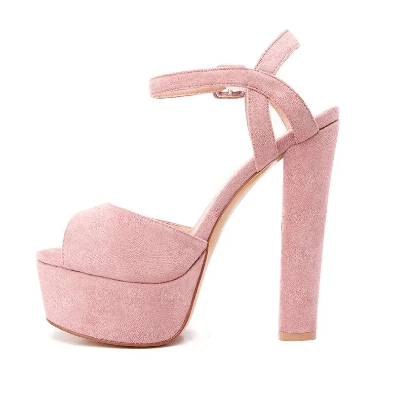 Platform Heels Block Chunky Heel Ankle Strap Sandals