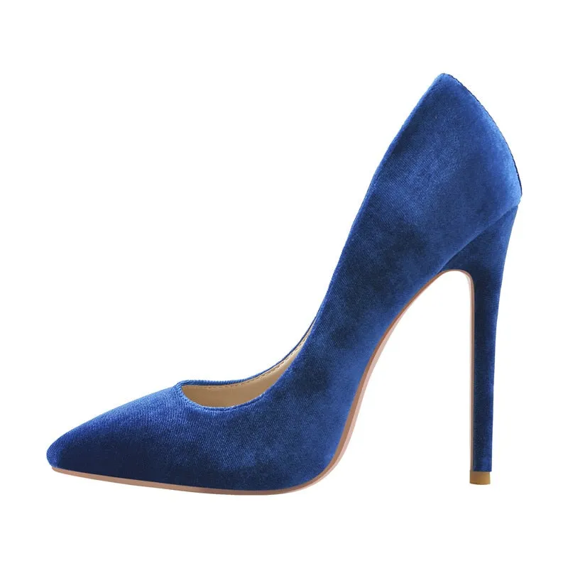 Pointed Toe Flock Slip On Pumps Shoes