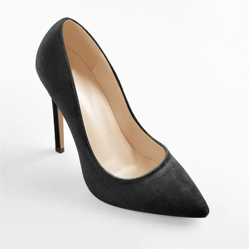 Pointed Toe Flock Slip On Pumps Shoes