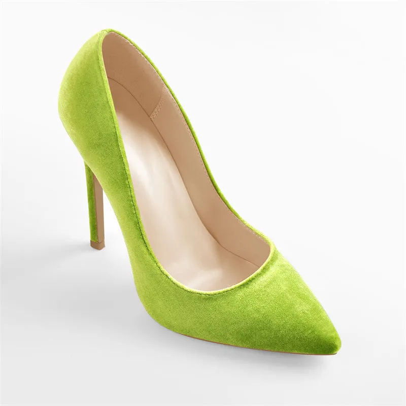Pointed Toe Flock Slip On Pumps Shoes