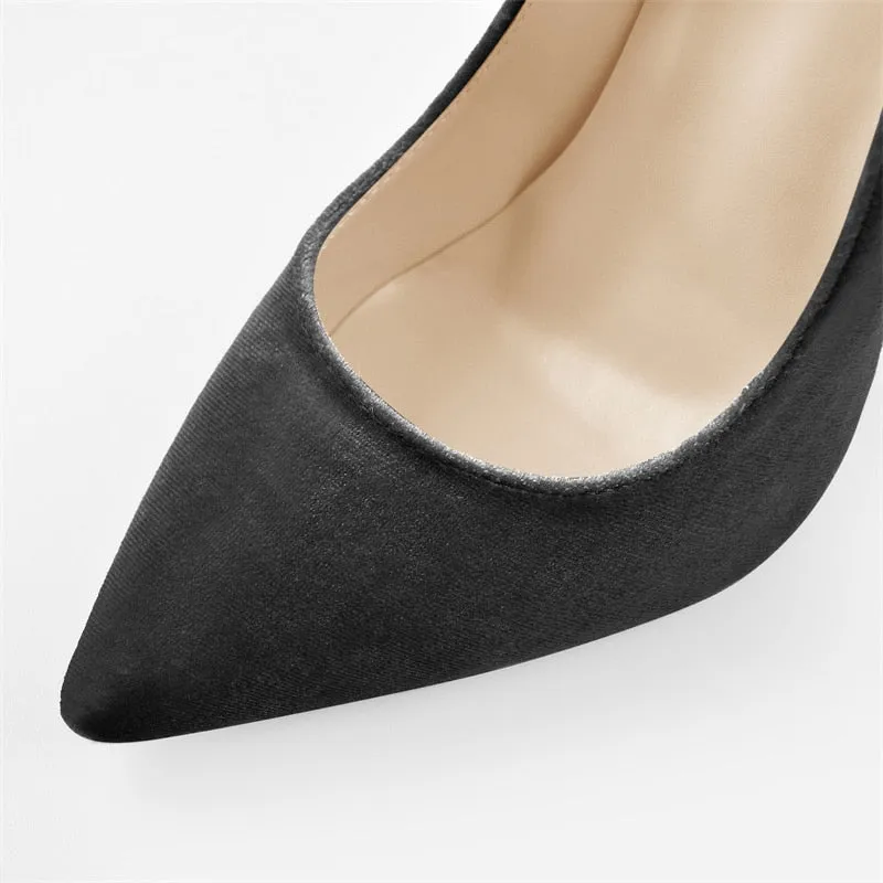 Pointed Toe Flock Slip On Pumps Shoes