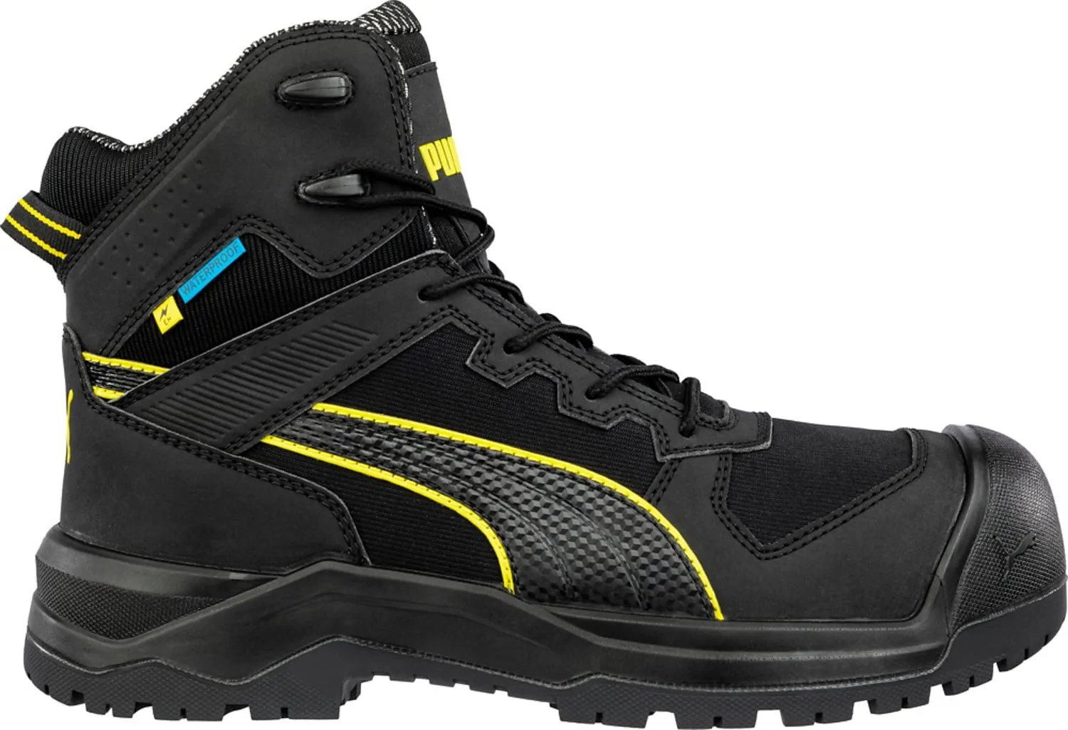 Puma Safety Mens Rock HD 6in Black Nylon EH WP SR Work Boots