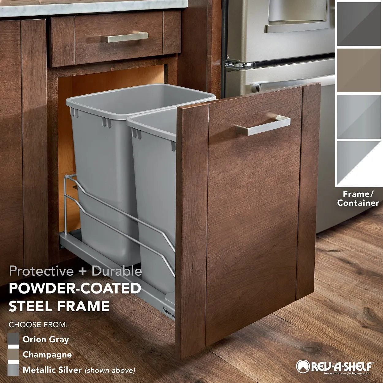 Rev-A-Shelf Double 35 Quart Pull-out Waste Container Soft-Close 53WC-1835SCDM-213