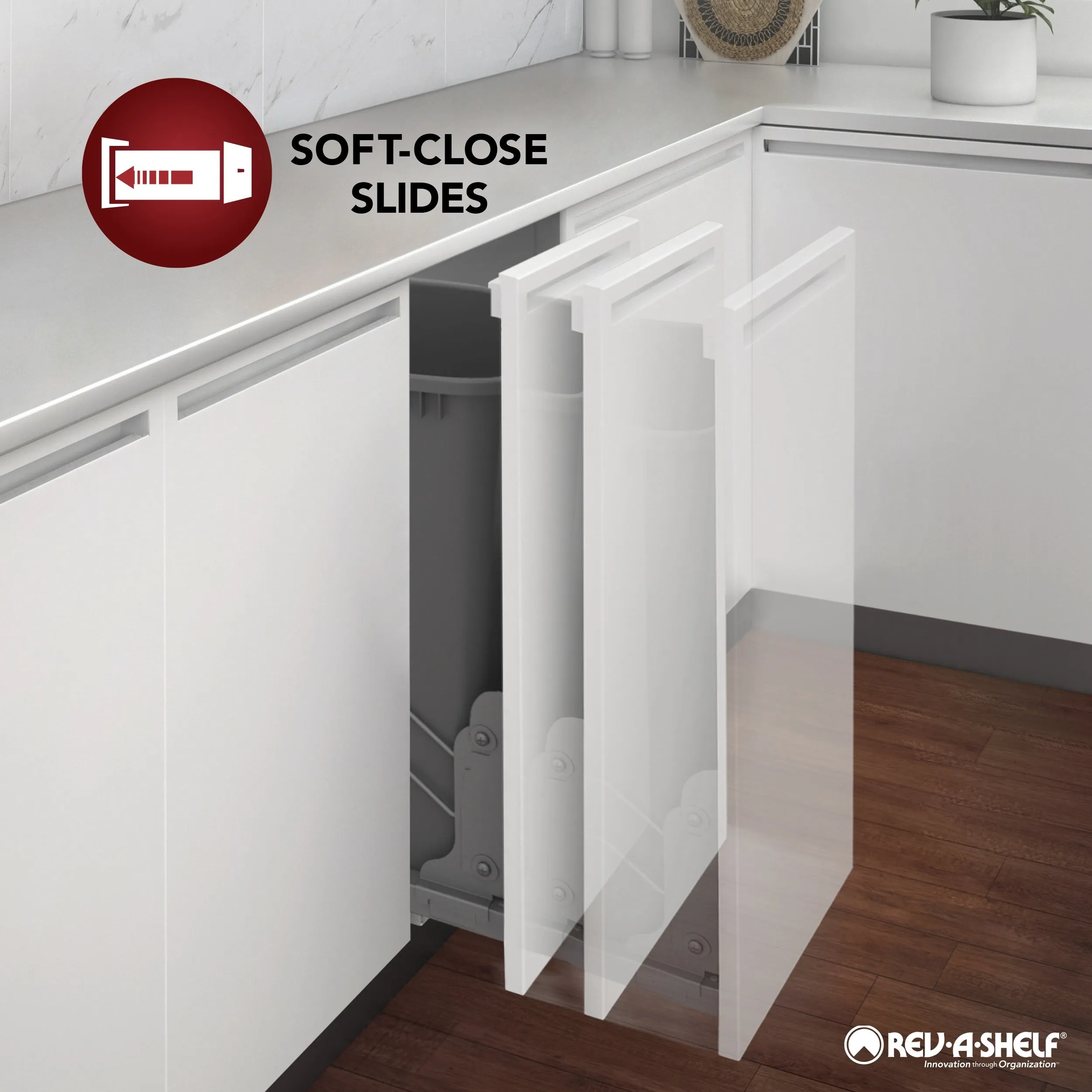 Rev-A-Shelf Double 35 Quart Pull-out Waste Container Soft-Close 53WC-1835SCDM-213