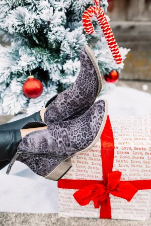 Very G Devine Faded Grey Leopard Ankle Booties