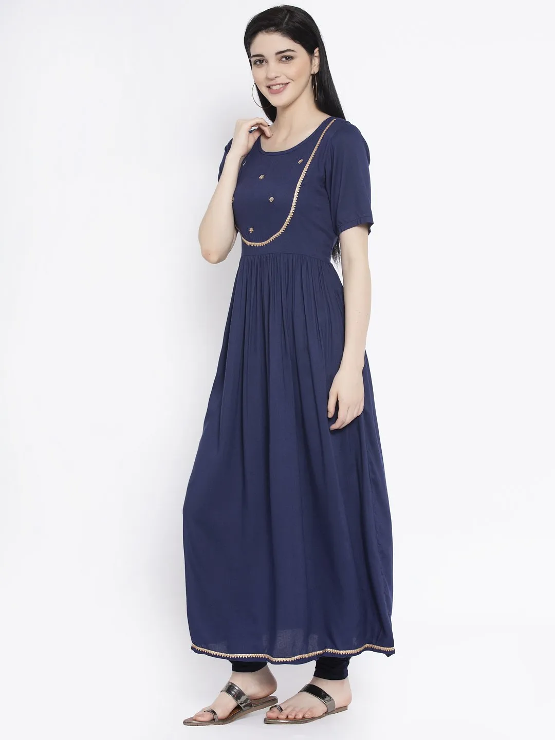 Viscose Sequin Embroidered Maxi Kurta