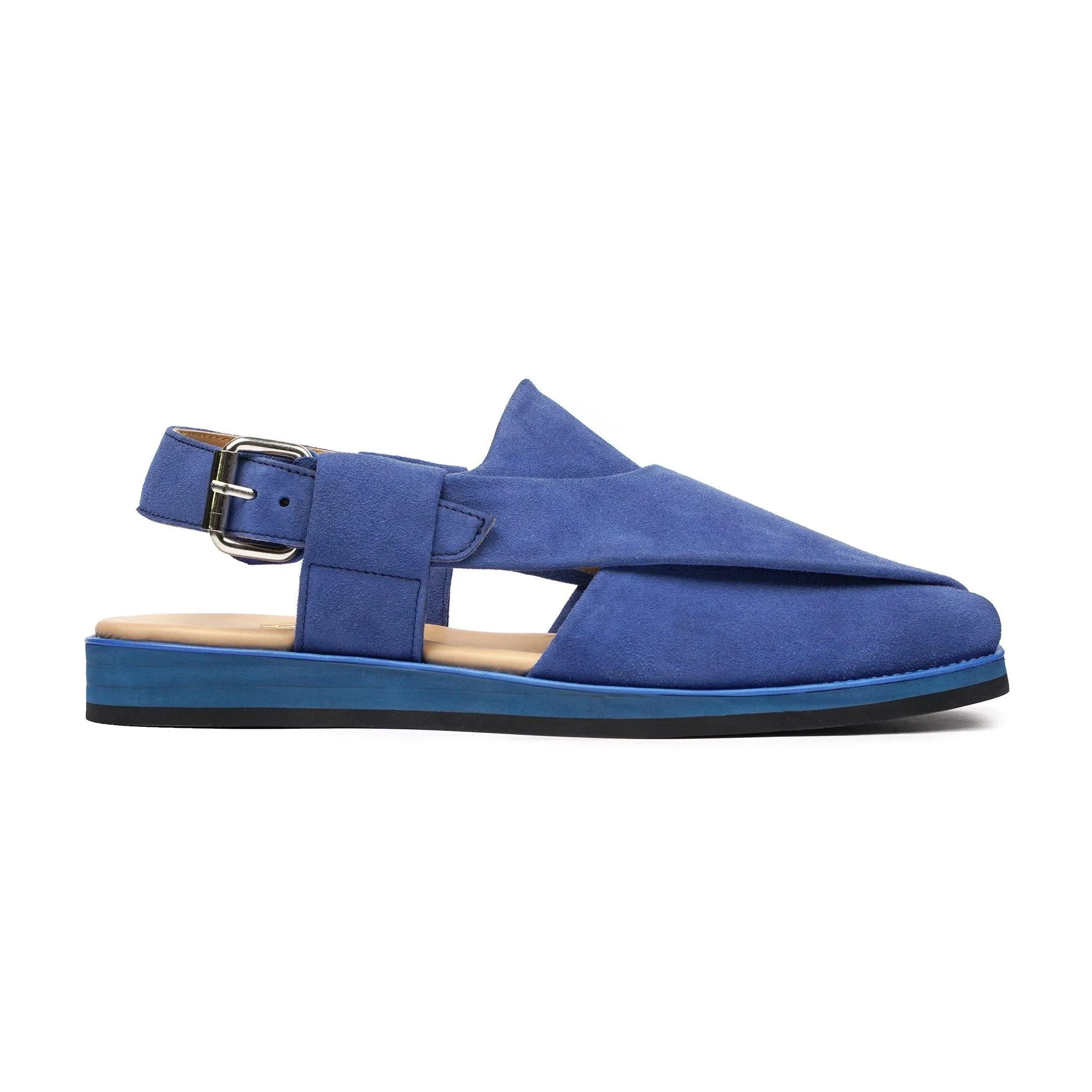 Wakana - Men's Light Blue Kid Suede Sandal