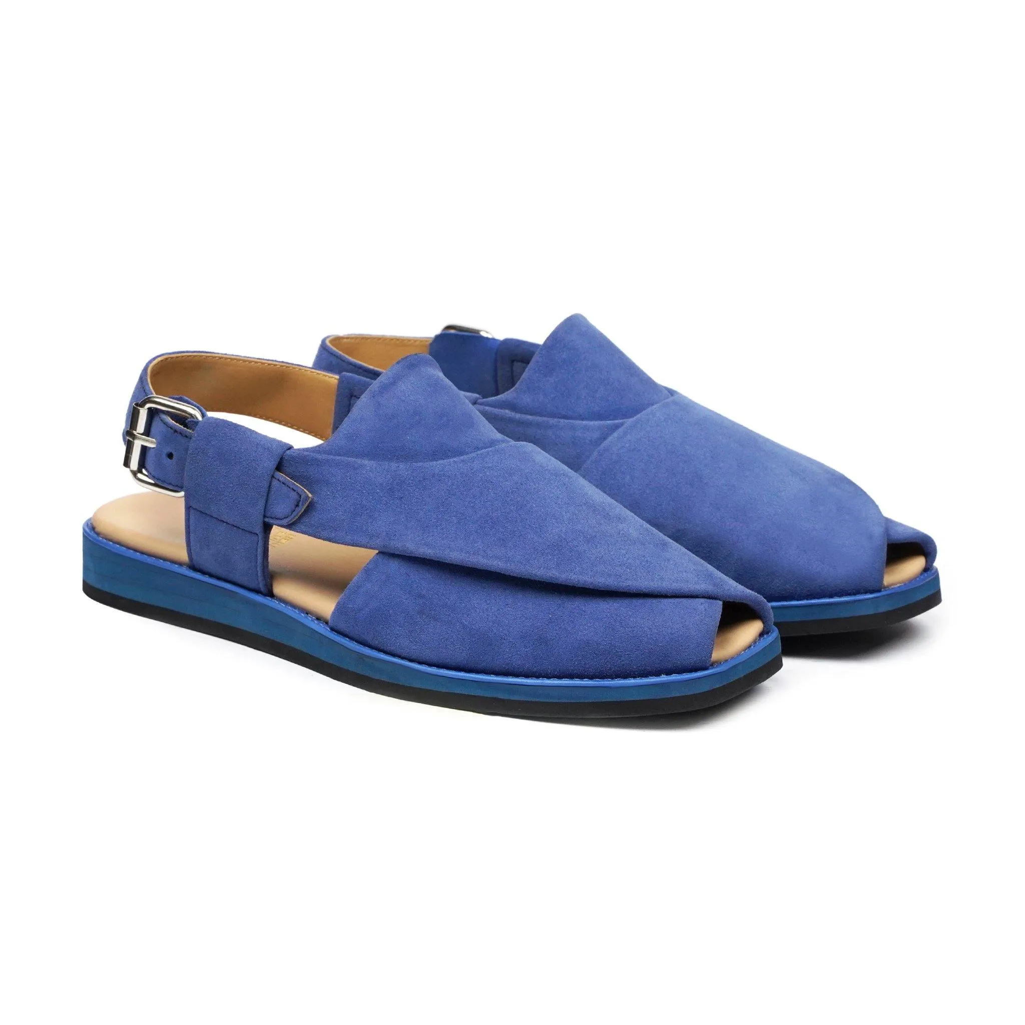 Wakana - Men's Light Blue Kid Suede Sandal