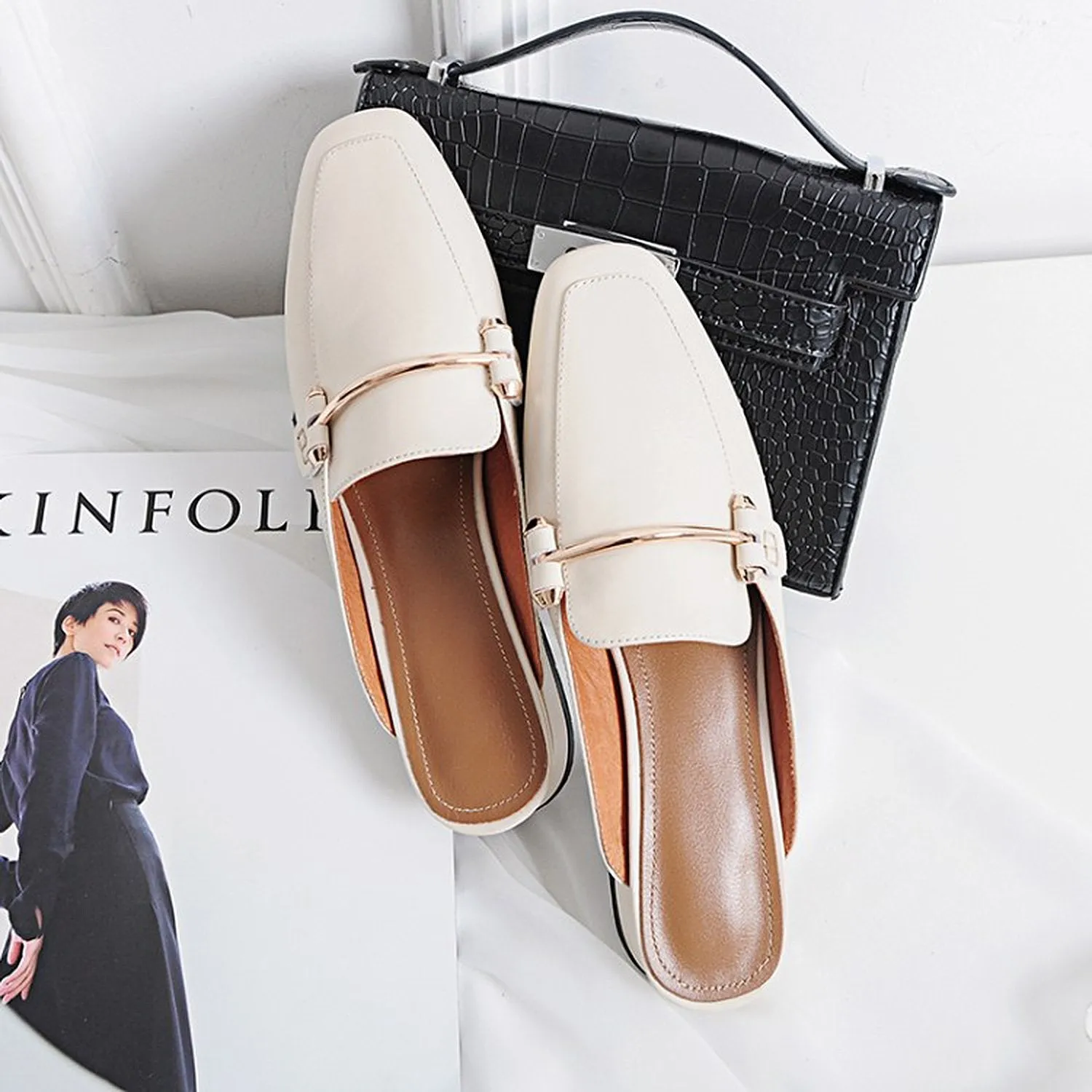 Women Casual Low Heel Mules Shoes
